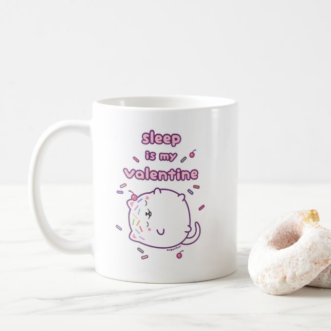 Funny Valentine's Day Kitty Cat Coffee Mug (With Donut)