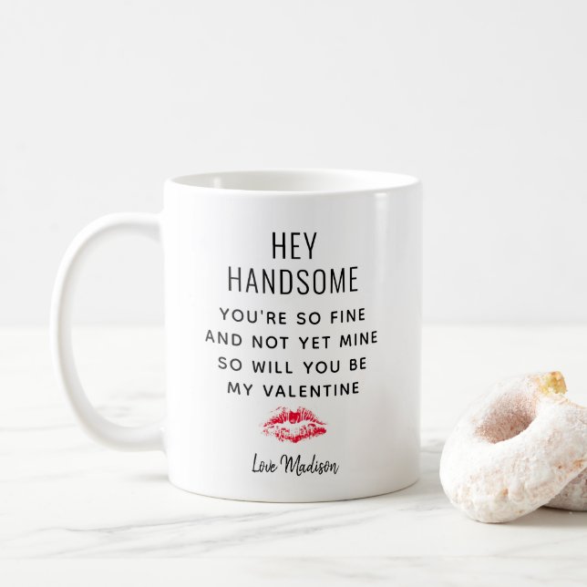 Funny Valentines Day Poem Boyfriend Personalised Coffee Mug (With Donut)