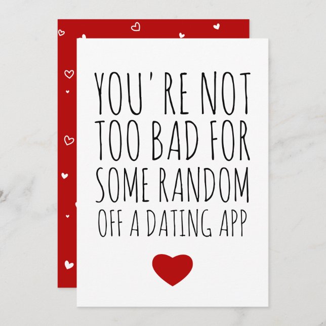 Funny Valentines Day Random Guy Dating App Card (Front/Back)
