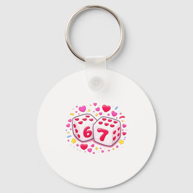 Funny Valentines Day Shirt Cute Dice 67 Meme 6-7 S Key Ring (Front)