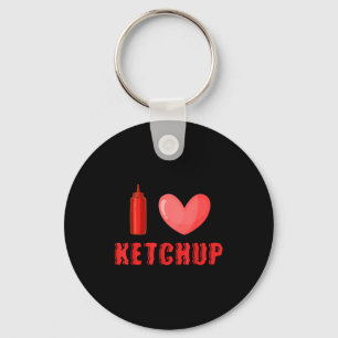 Funny Valentines Day Shirt I Love Ketchup Valentin Key Ring