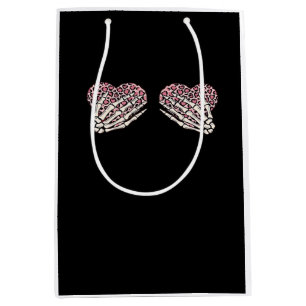 Funny Valentines Day Skeleton Hands Hearts Girl Cl Medium Gift Bag