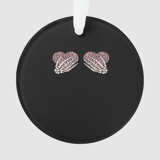 Funny Valentines Day Skeleton Hands Hearts Girl Cl Ornament (Front)