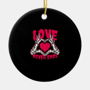 Funny Valentines Day Skeleton Heart Hands Ceramic Tree Decoration
