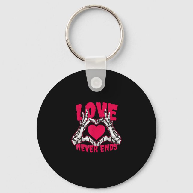 Funny Valentines Day Skeleton Heart Hands Key Ring (Front)
