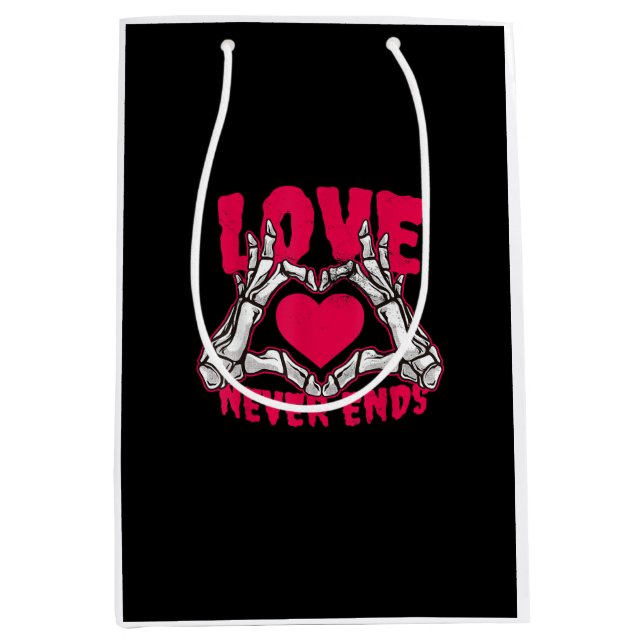 Funny Valentines Day Skeleton Heart Hands Medium Gift Bag (Front)