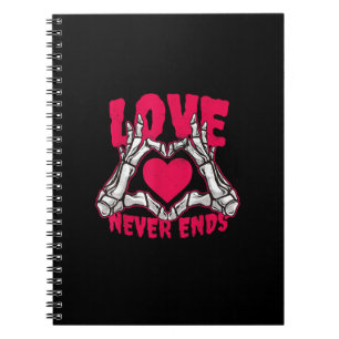 Funny Valentines Day Skeleton Heart Hands Notebook
