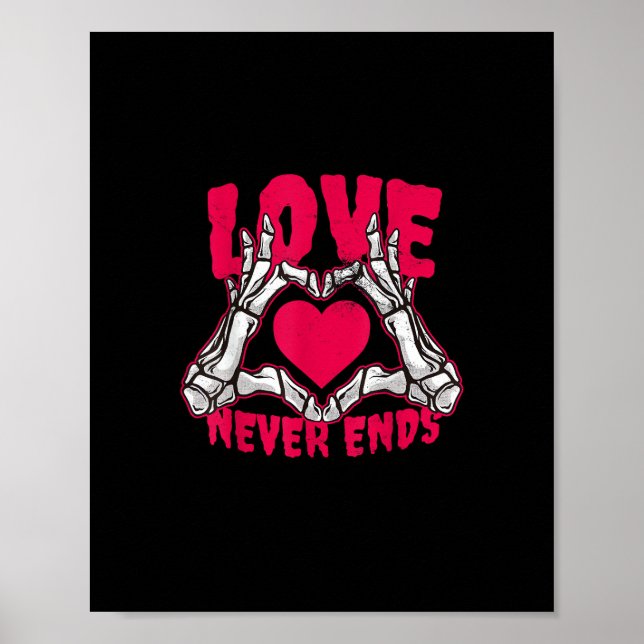Funny Valentines Day Skeleton Heart Hands Poster (Front)
