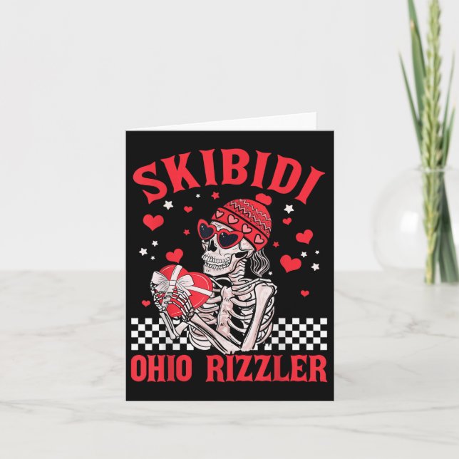 Funny Valentines Day Skibidi Ohio Rizzler Heart Sk Card (Front)