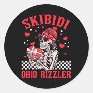 Funny Valentines Day Skibidi Ohio Rizzler Heart Sk Classic Round Sticker