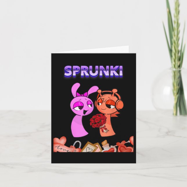 Funny Valentines Day Sprunki Heart For Kids Girls  Card (Front)