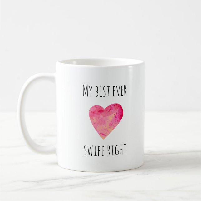 Funny Valentines Day Swipe Right Dating Coffee Mug (Left)