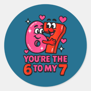 Funny valentines day the six to seven 6-7 meme 67 classic round sticker