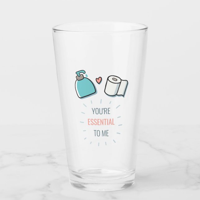 Funny Valentines Day's You're Essential To Me Beer Glass (Front)