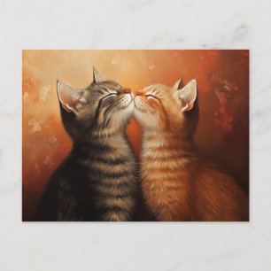 Funny Valentines kissing kittens  Postcard