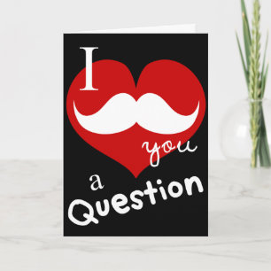 Funny Valentines moustache love black red Card