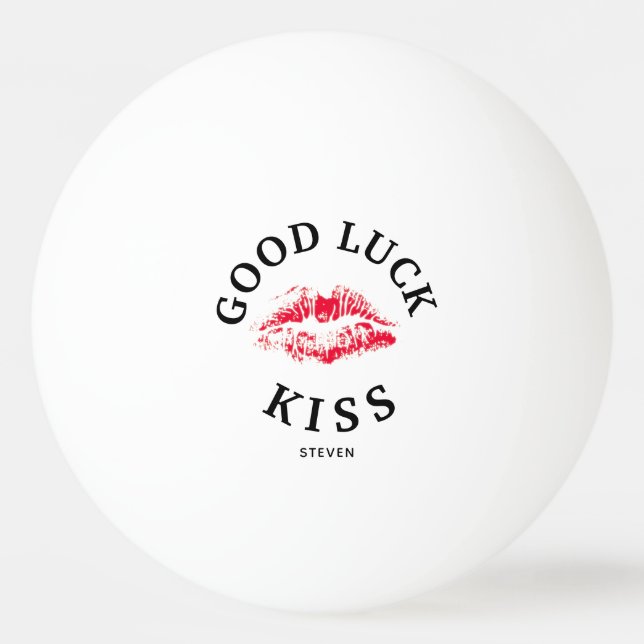 Funny Valentines Red Good Luck Kiss Personalised Ping Pong Ball (Front)