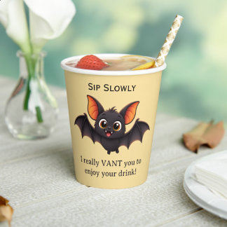 Funny Vampire Bat Halloween Party Paper Cups