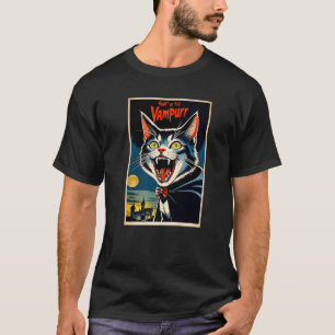 Funny Vampire Cat Halloween Night of the Vampurr M T-Shirt