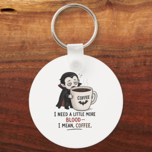 Funny Vampire Coffee Halloween Illustration Key Ring