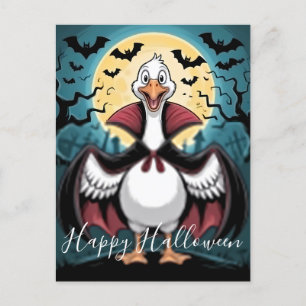 Funny Vampire Goose Halloween Holiday Postcard
