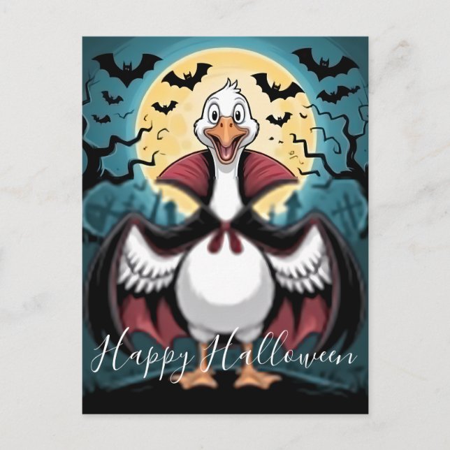 Funny Vampire Goose Halloween  Holiday Postcard (Front)