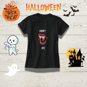 Funny Vampire "I Won't Bite" Family Halloween T-Shirt