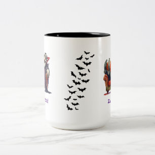 Funny Vampire Nap Time Cute Whimsigoth Halloween Two-Tone Coffee Mug