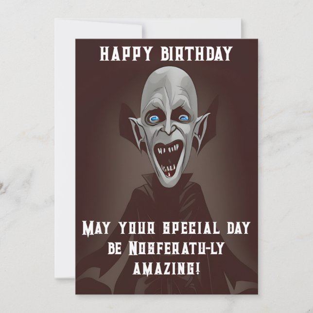 Funny Vampire Nosferatu's Birthday Wishes! Invitation (Front)