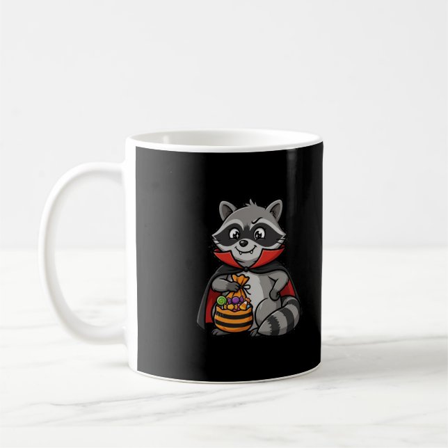 Funny Vampire Racoon Halloween Mug (Left)