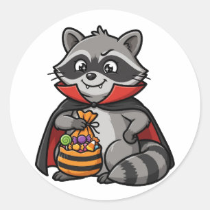 Funny Vampire Racoon Halloween Sticker
