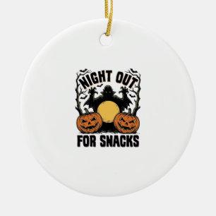 Funny Vampire Shirt with Spooky Pumpkin Night Art_ Ceramic Tree Decoration