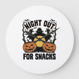 Funny Vampire Shirt with Spooky Pumpkin Night Art_ Large Clock