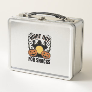 Funny Vampire Shirt with Spooky Pumpkin Night Art_ Metal Lunch Box