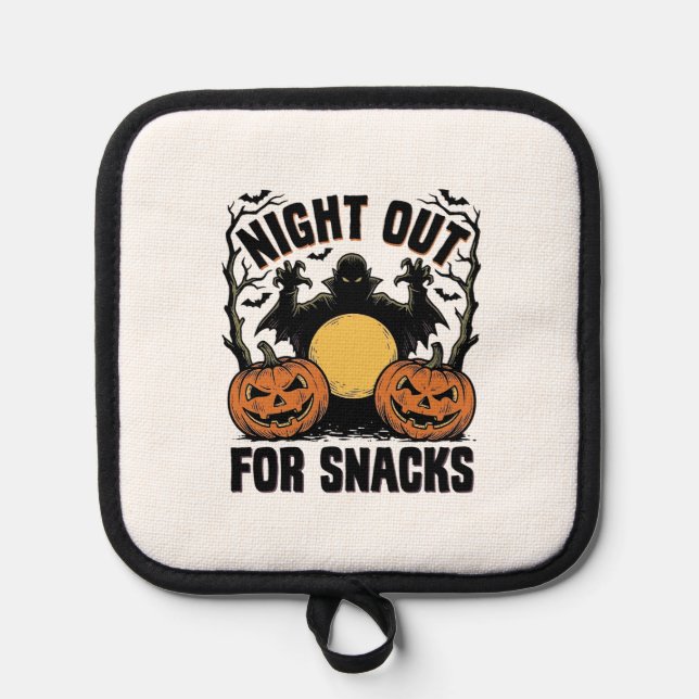 Funny Vampire Shirt with Spooky Pumpkin Night Art_ Pot Holder (Front)