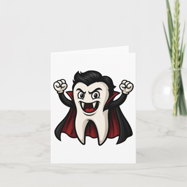 Funny Vampire Tooth Spooky Halloween Dental Dentis Card (Front)