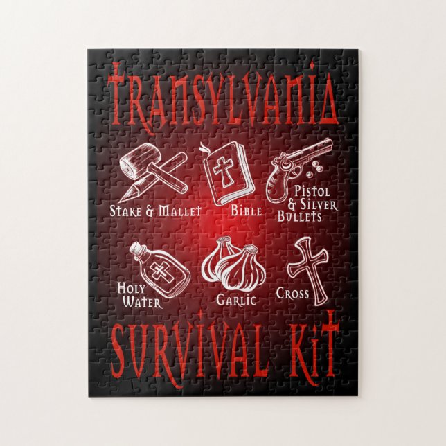 Funny Vampire Transylvania Survival Kit  Jigsaw Puzzle (Vertical)
