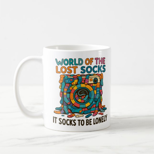 Funny Vanish Socks World Missing But Not Forgotten Coffee Mug (Left)