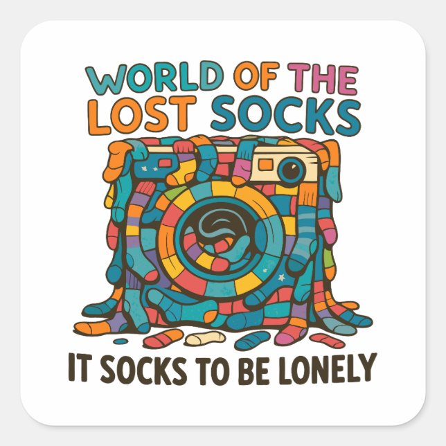 Funny Vanish Socks World Missing But Not Forgotten Square Sticker (Front)