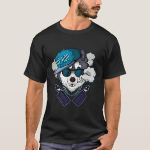 Funny Vaping Illustration Husky Vaping Cool Vape T-Shirt