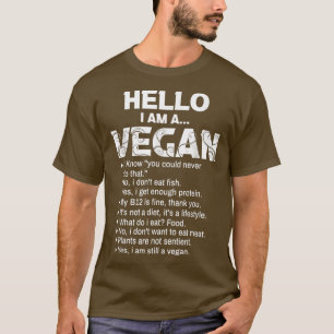 Funny Vegan Activism Gym Athlete Vegetarian Hello T-Shirt