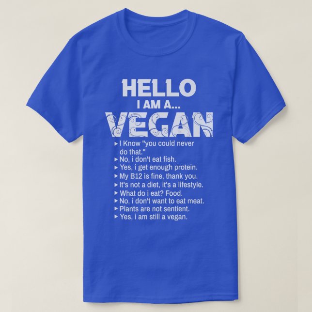 Funny Vegan Activism Gym Athlete Vegetarian Hello  T-Shirt (Design Front)
