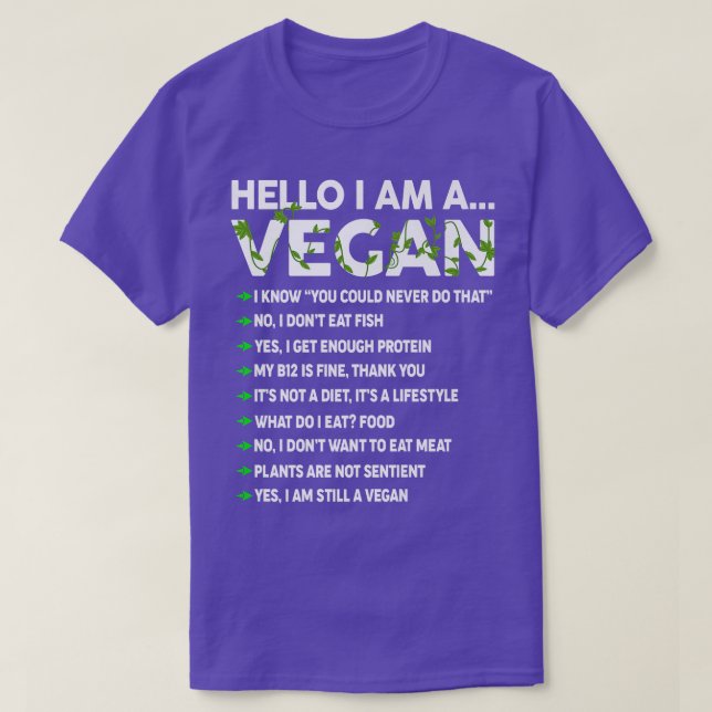 Funny Vegan Activism Vegetarian Hello I'm Vegan Wo T-Shirt (Design Front)