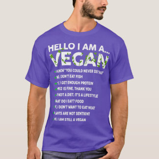 Funny Vegan Activism Vegetarian Hello I'm Vegan Wo T-Shirt