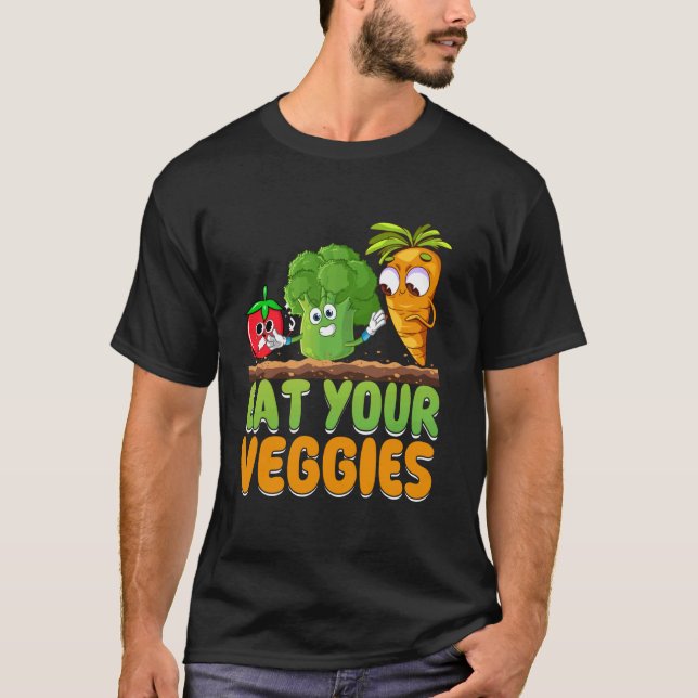 Funny Vegan Apparel with Eat Your Veggies T-Shirt (Front)
