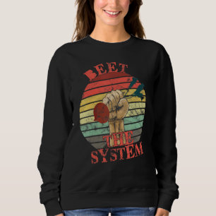 Funny Vegan Beet the System Anarchy Retro Veganism Sweatshirt