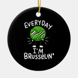 Funny Vegan Brussels Sprouts Ceramic Tree Decoration