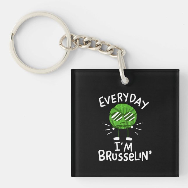 Funny Vegan Brussels Sprouts Key Ring (Front)
