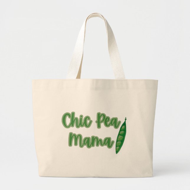 Funny Vegan Chic Pea Mama Women’s  Large Tote Bag (Front)