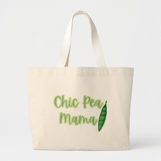 Funny Vegan Chic Pea Mama Women’s  Large Tote Bag (Front)